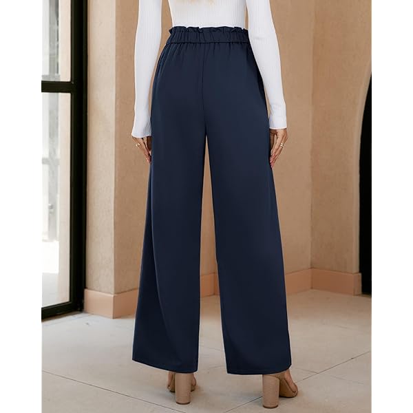 GRAPENT Dress Pants Women High Waisted Wide Leg Work Pants Dressy Casual Trendy Elastic Waist Pleated Belted Trousers Medium Cannoli Cream GRAPENT Dress Pants Women High Waisted Wide Leg Work Pants Dressy Casual Trendy Elastic Waist Pleated Belted Trousers Medium Cannoli Cream