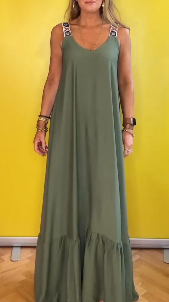 Casual V-neck Suspender Dress