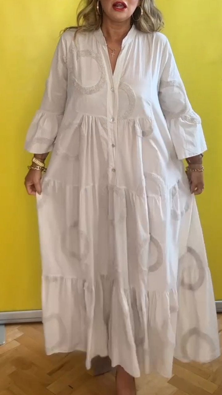 Casual V-neck Bell Sleeve Dress
