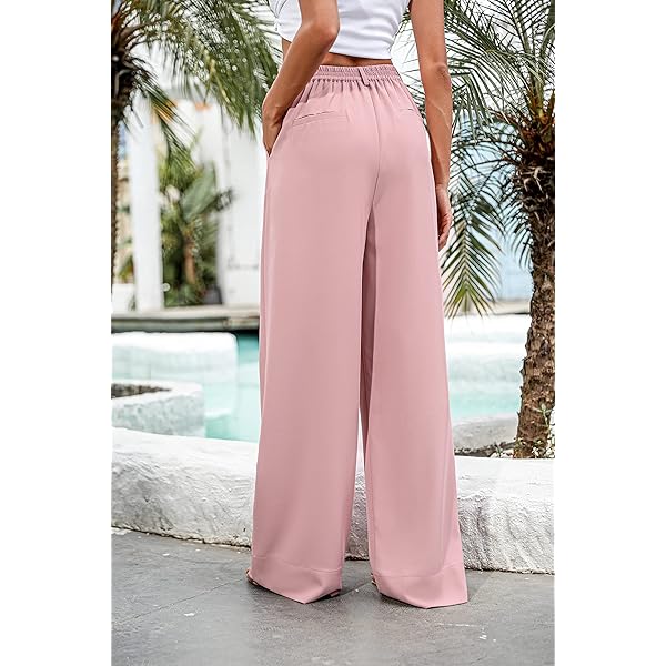 Women Casual Wide Leg Pants Button Down Straight Long Trousers Pants Elastic High Waist Dress Pants for Women Green 0 Women Casual Wide Leg Pants Button Down Straight Long Trousers Pants Elastic High Waist Dress Pants for Women Green 0