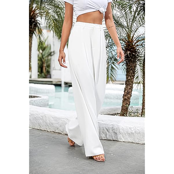 Women Casual Wide Leg Pants Button Down Straight Long Trousers Pants Elastic High Waist Dress Pants for Women Green 0 Women Casual Wide Leg Pants Button Down Straight Long Trousers Pants Elastic High Waist Dress Pants for Women Green 0