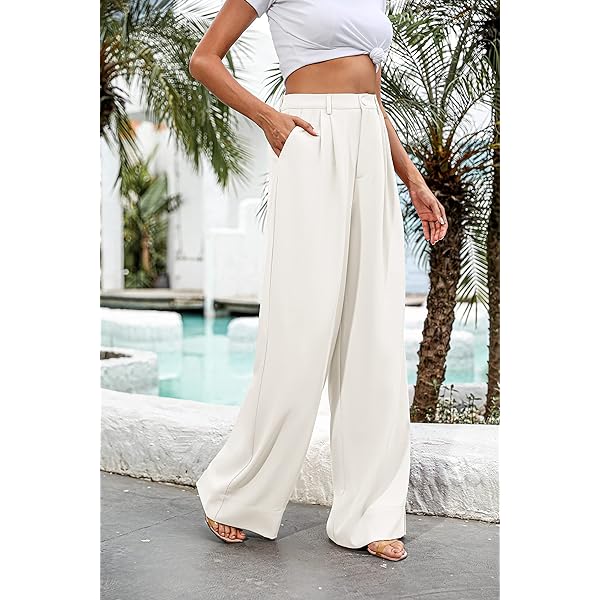 Women Casual Wide Leg Pants Button Down Straight Long Trousers Pants Elastic High Waist Dress Pants for Women Green 0 Women Casual Wide Leg Pants Button Down Straight Long Trousers Pants Elastic High Waist Dress Pants for Women Green 0