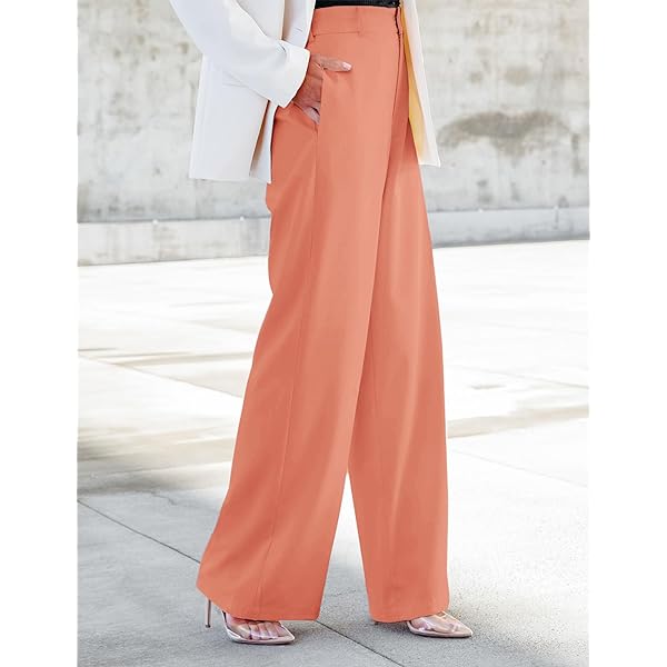 Women Casual Wide Leg Pants Button Down Straight Long Trousers Pants Elastic High Waist Dress Pants for Women Green 0 Women Casual Wide Leg Pants Button Down Straight Long Trousers Pants Elastic High Waist Dress Pants for Women Green 0